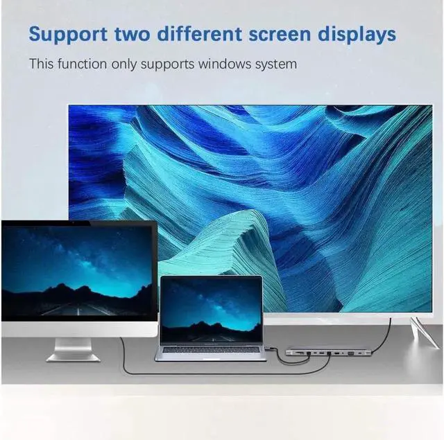 Alt view image 6 of 7 - USB C Hub HDMI Ethernet Adapter 11 in 1 USB Type-C Hub to HDMI 4K VGA, Suitable for Samsung Dex Station, Universal Laptop Dock Hub with 87W PD Compatible with MacBook Pro / 2018 2017 / iPad/Air