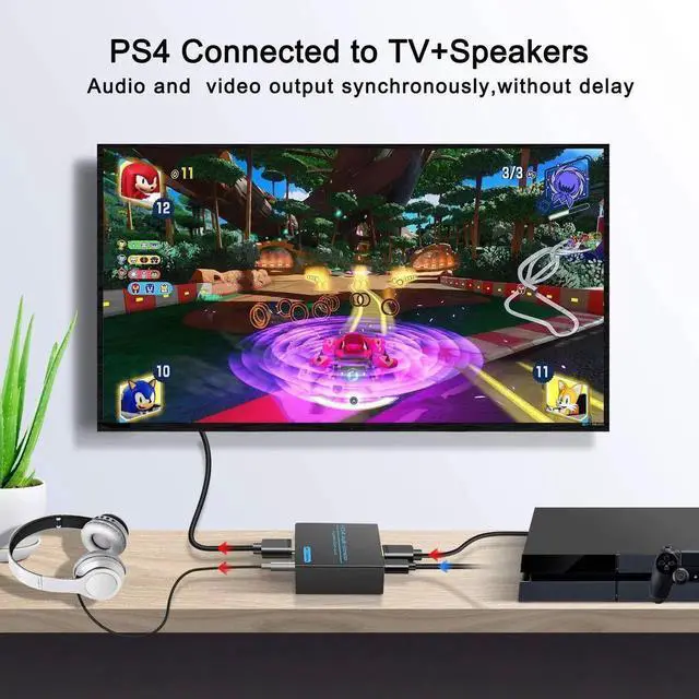 Alt view image 3 of 7 - HDMI Audio Extractor Splitter 4K 3.5mm Adapter Converter with AUX RCA L or R Stereo Output Support 1080P 3D Compatable for PS4 Fire Stick Blu Ray Player etc