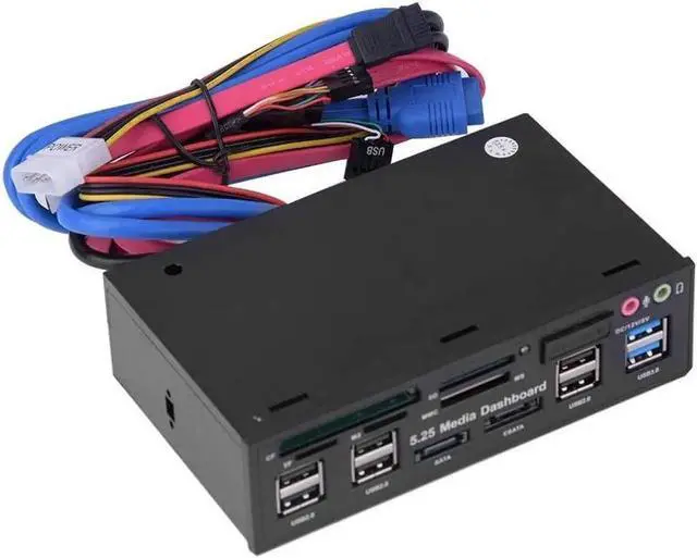 Main image of 5.25 inch Front Panel, Multi-Function USB3.0/2.0 Hub CF TF M2 SD MS Card Reader, Media Dashboard PC Front Panel eSATA Audio Headphone Mic, for Computer