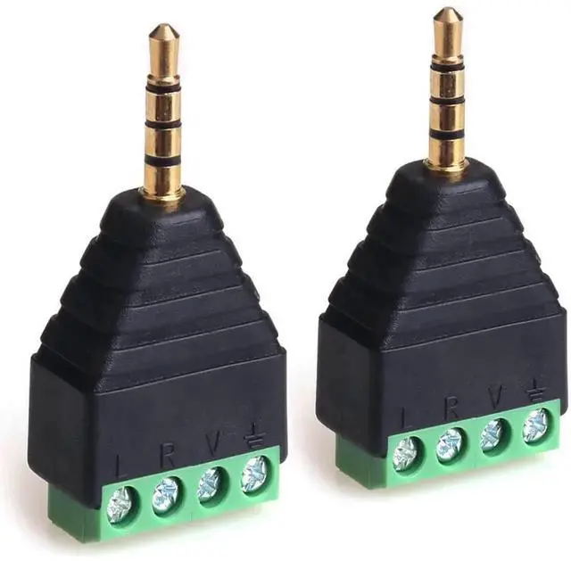 Alt view image 7 of 7 - 3.5mm 4 Pole Stereo TRRS Audio Video Male to 4 Screw Terminal Female Double Track Headphone AUX Balun Solderless Connector Converter Adapter 2-Pack