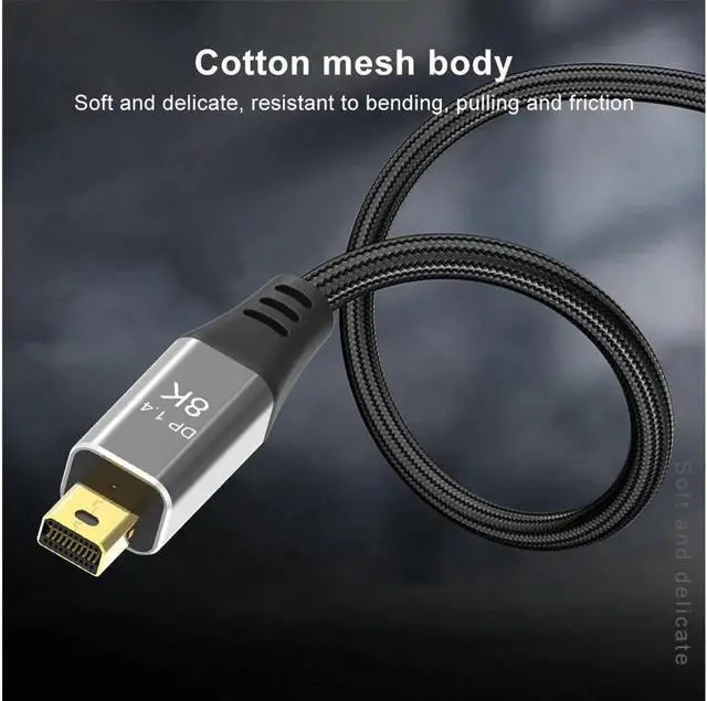 Alt view image 4 of 7 - Mini DisplayPort to Mini DisplayPort 1.4 8K(7680X4320)@60Hz 4K@144Hz Ultra HD Cable Converter Compatible with Thunderbolt MacBook Pro MacBook Air 2M