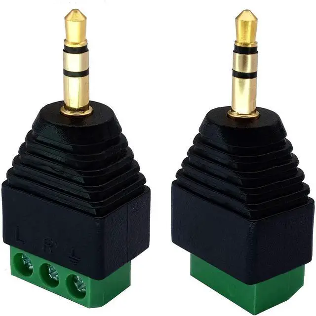Alt view image 6 of 7 - 3 Pole 3.5mm Screw Terminal 3.5mm (1/8) Stereo Audio Male to 3 Pin Female Screw Terminal Double Track Headphone Balun Solderless Converter Adapter(5 Pack/Male)