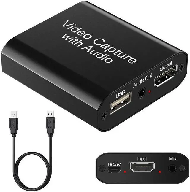 Main image of Audio Video Capture Card with Mic, 4K HDMI Loop-Out & 1080P 60FPS Video Recorder for Gaming/Live Streaming/Broadcasting/Video Conferences, Works with Nintendo Switch/PS4/PS5/Xbox/OBS/Camera/PC