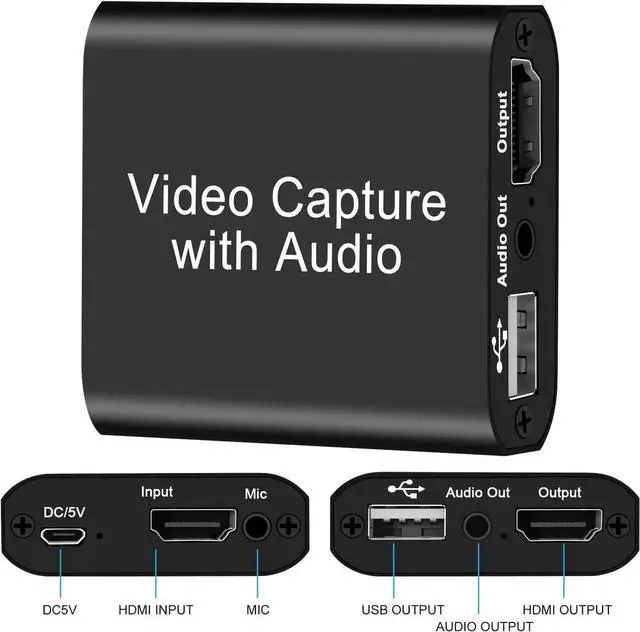 Alt view image 5 of 7 - Audio Video Capture Card with Mic, 4K HDMI Loop-Out & 1080P 60FPS Video Recorder for Gaming/Live Streaming/Broadcasting/Video Conferences, Works with Nintendo Switch/PS4/PS5/Xbox/OBS/Camera/PC
