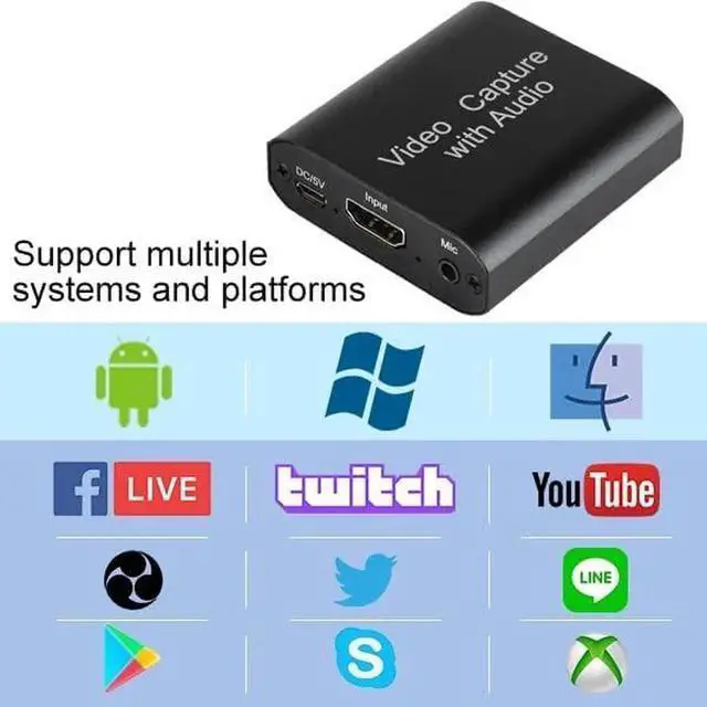 Alt view image 4 of 7 - Audio Video Capture Card with Mic, 4K HDMI Loop-Out & 1080P 60FPS Video Recorder for Gaming/Live Streaming/Broadcasting/Video Conferences, Works with Nintendo Switch/PS4/PS5/Xbox/OBS/Camera/PC