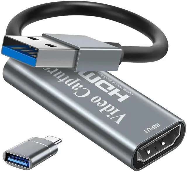 Main image of Video Capture Cards, 4K HDMI to USB 3.0 Video Capture Device, 1080P HD 60fps Broadcast Live and Record Video Audio Grabber for Gaming, Streaming, Teaching, Video Conference (Silver)