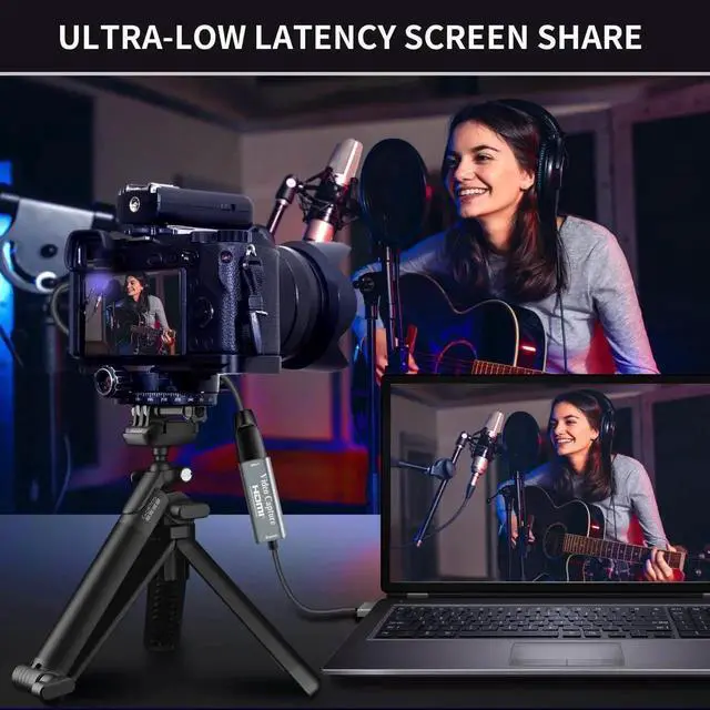 Alt view image 2 of 7 - Video Capture Cards, 4K HDMI to USB 3.0 Video Capture Device, 1080P HD 60fps Broadcast Live and Record Video Audio Grabber for Gaming, Streaming, Teaching, Video Conference (Silver)