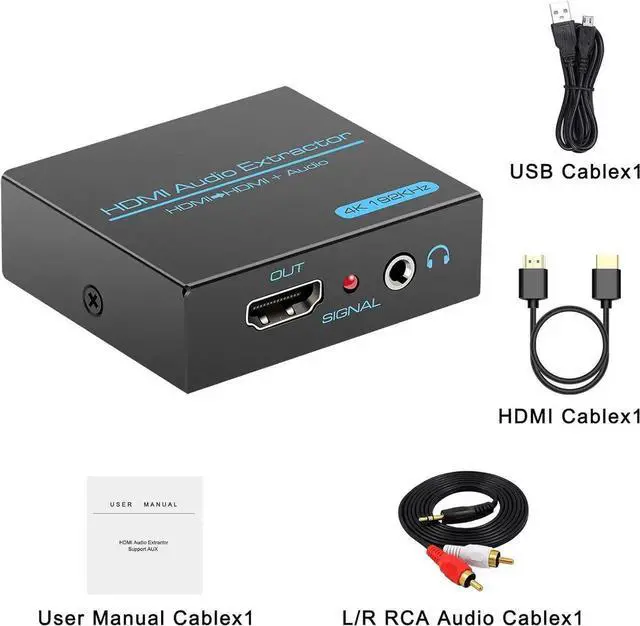 Alt view image 7 of 7 - HDMI Audio Extractor Splitter 4K 3.5mm Adapter Converter with AUX RCA L or R Stereo Output Support 1080P 3D Compatable for PS4 Fire Stick Blu Ray Player etc