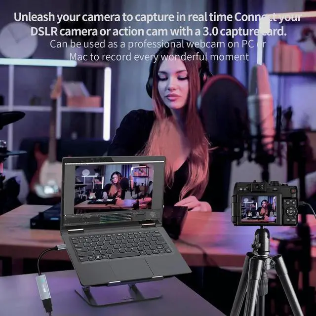 Alt view image 7 of 7 - Video Capture Card, HDMI to USB C 3.0 Capture Card, 1080P 60FPS Video Capture Device, for Streaming, Teaching,Gaming, Video conferencing or Live Broadcasting
