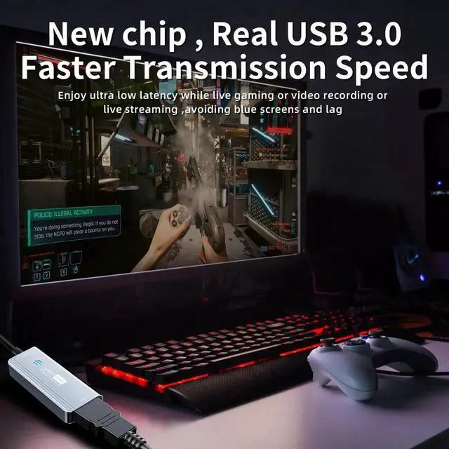 Alt view image 5 of 7 - Video Capture Card, HDMI to USB C 3.0 Capture Card, 1080P 60FPS Video Capture Device, for Streaming, Teaching,Gaming, Video conferencing or Live Broadcasting