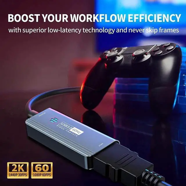 Alt view image 2 of 7 - Video Capture Card, HDMI to USB C 3.0 Capture Card, 1080P 60FPS Video Capture Device, for Streaming, Teaching,Gaming, Video conferencing or Live Broadcasting