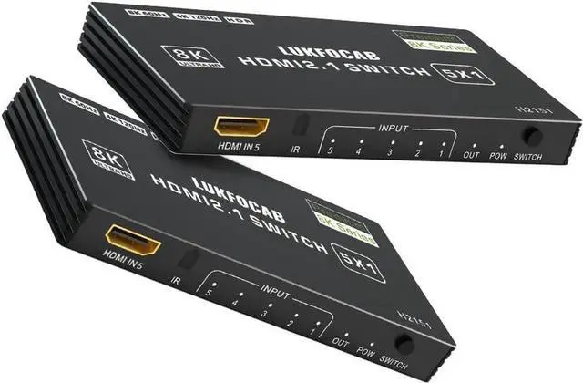 Main image of HDMI 2.1 Switch 5 in 1 Out 8K 60Hz, 5 Port HDMI Switcher Selector Box with Remote, 4K@120Hz HDMI Switch 5x1 Support 48Gbps, HDR 10+, HDCP 2.3, 3D, for PS5/4/3, Xbox Series X, NS, Laptop, Black