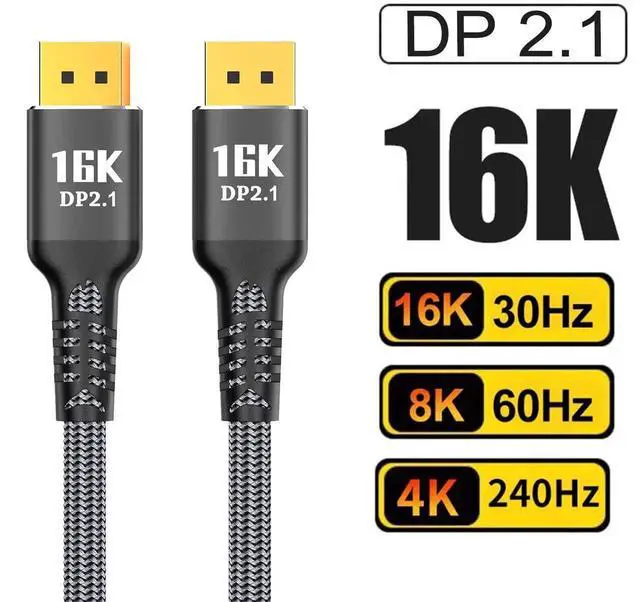 Alt view image 6 of 7 - 16K DisplayPort Cable 10 FT, 40Gbps DP to DP Video Cable, 4K@240Hz 144Hz Monitor Cord, HDR, HDCP, DSC 1.2a, Compatible with HDTVs, Displays, Graphics, PC