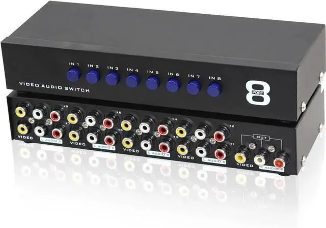 Main image of 8-Way AV Switch RCA Switcher 8 in 1 Out Composite Video L/R Audio Selector Box for DVD STB Game Consoles