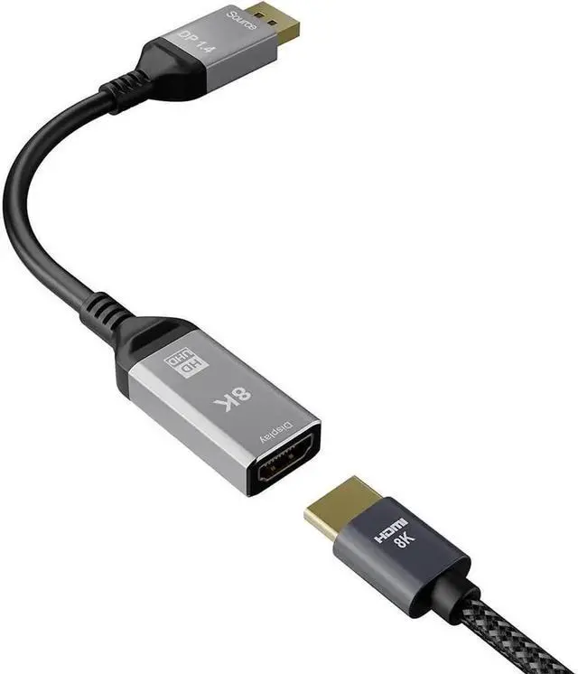 Alt view image 4 of 7 - DisplayPort 1.4 to HDMI 2.1 Ultra HD 8K Male to Female Cable 0.25m Converter 8K@60Hz 4K@120Hz Directional Compatible with DisplayPort PC and HDMI Displays Tvs