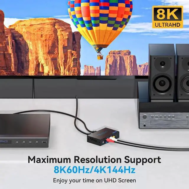 Alt view image 6 of 6 - 8K HDMI 2.1 Audio Extractor 4K120Hz to Optical 3.5mm AUX Adapter Splitter Converter Supports HDCP Digital DTS 5.1 PCM for PS4 PS5 Xbox