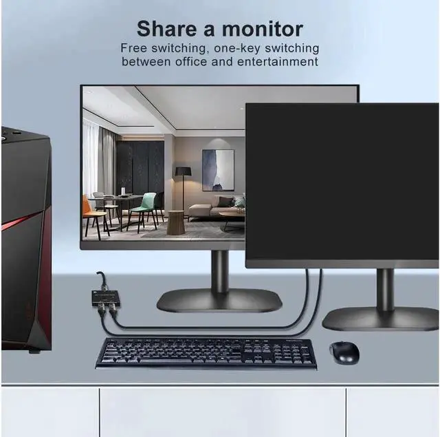 Alt view image 4 of 7 - 8K Displayport Splitter Switcher,ESTONE 8K@60Hz DP 1.4 Switcher, Two-Way DP Switch Selector Box 2x1 or 1x2, 4K@120Hz Manual Display Port Splitter 2 in 1 Out for Computer Monitor Projector TV