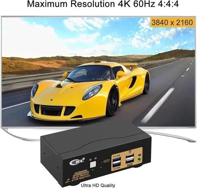 Alt view image 5 of 7 - 2 Port USB 3.0 KVM Switch Dual Monitor HDMI 4K 60Hz, Keyboard Video Mouse Peripherals Switcher for 2 Computers 2 Monitors with Audio
