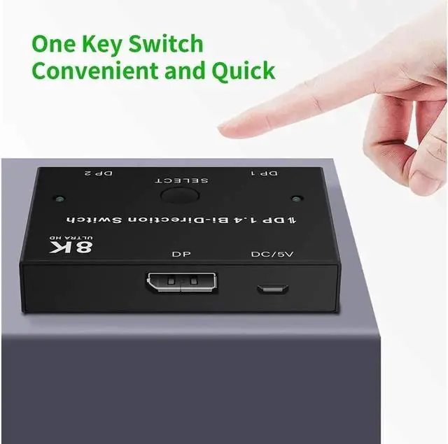 Alt view image 5 of 7 - Displayport Switch Bi-Directional DP 1.4 Switcher, 8K@30Hz 4K@120Hz 2K@144Hz DisplayPort 1.4 Switcher Converter 2X1 or 1X2 for Multiple Source and Displays