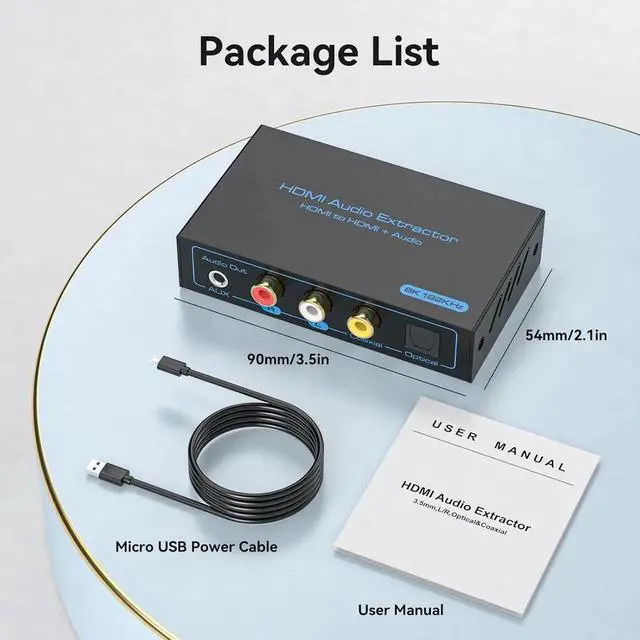 Alt view image 4 of 6 - 8K HDMI 2.1 Audio Extractor 4K120Hz to Optical 3.5mm AUX Adapter Splitter Converter Supports HDCP Digital DTS 5.1 PCM for PS4 PS5 Xbox