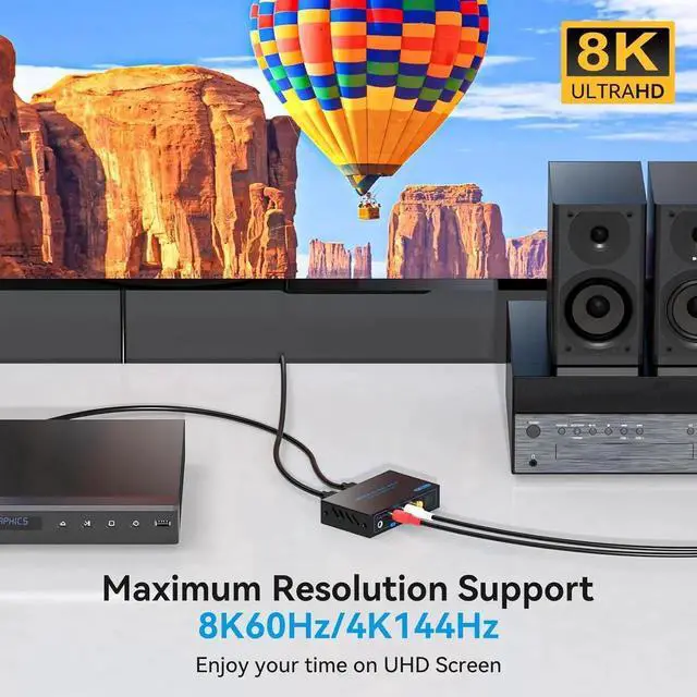 Alt view image 6 of 6 - 8K HDMI 2.1 Audio Extractor 4K120Hz to Optical 3.5mm AUX Adapter Splitter Converter Supports HDCP Digital DTS 5.1 PCM for PS4 PS5 Xbox