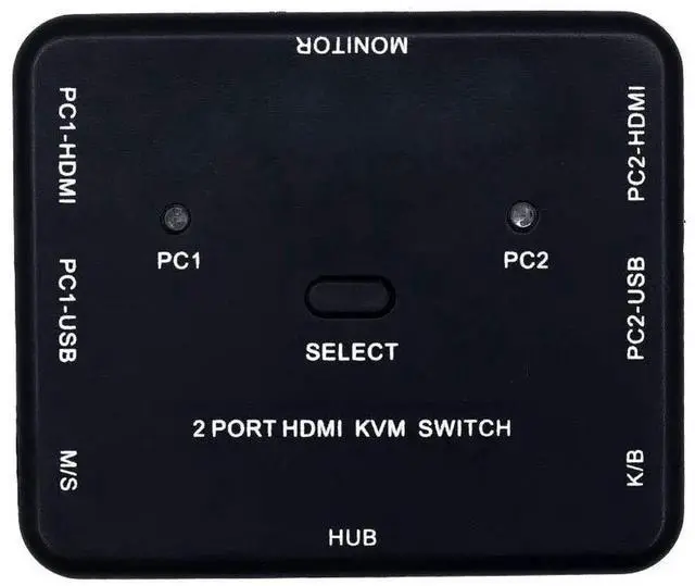 Alt view image 4 of 5 - 2 Port HDMI Switcher 2 Port USB KVM Switch 2 in 1 Out HD Switch USB Keyboard Mouse Sharing Device for Computer, PC, Laptop, Desktop, Monitor, Printer, Keyboard, Mouse Contro