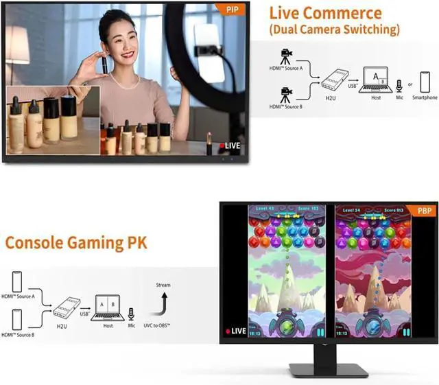 Alt view image 4 of 6 - H2U Video Capture Card,4k HDMI to USB Screen can be Switched