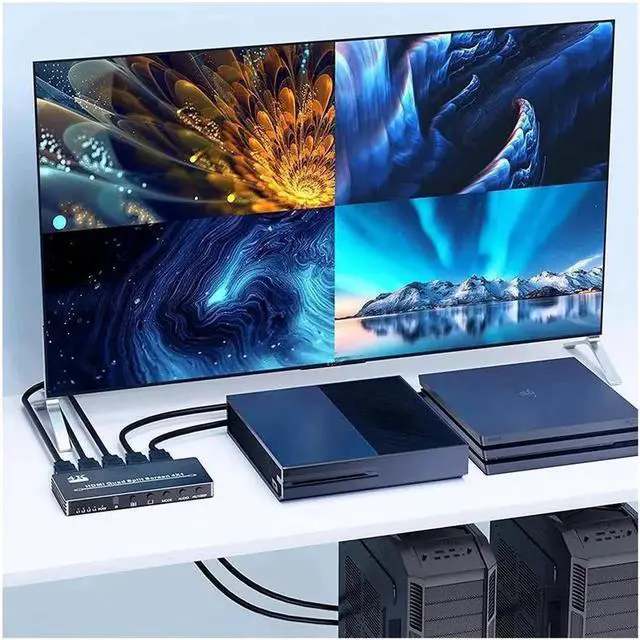 Alt view image 3 of 6 - 4K HDMI Quad Multiviewer 4x1 1080P HDMI Screen Multi-Viewer Seamless Switcher 4 in 1 out Screen Segmentation Video Multiplexer