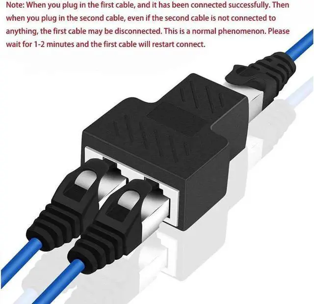 Alt view image 3 of 6 - RJ45 Splitter Adapter, USB 1 to 2 Network Connector Dual LAN Ethernet Socket 8P8C Extender Plug &Cable for Cat5, Cat5e, Cat6, Cat7