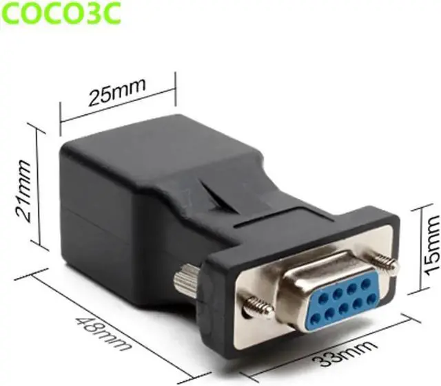 Alt view image 4 of 5 - RS232 COM Female to RJ45 Female Connector Convertor DB9 Serial Port to LAN CAT5 CAT6 RJ45 Network Ethernet Cable Adapter