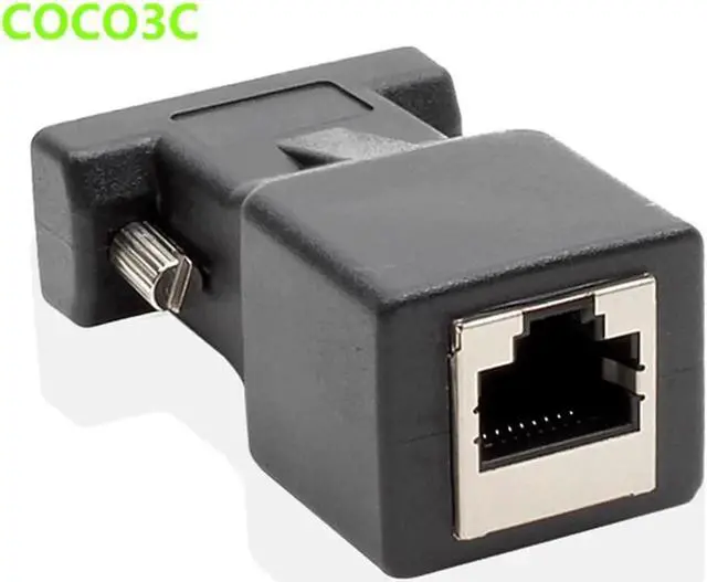 Alt view image 2 of 5 - RS232 COM Female to RJ45 Female Connector Convertor DB9 Serial Port to LAN CAT5 CAT6 RJ45 Network Ethernet Cable Adapter
