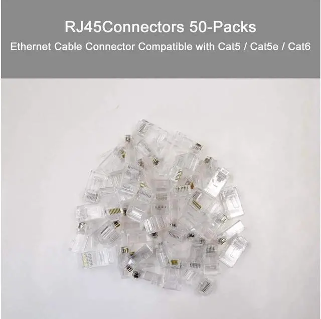 Alt view image 4 of 6 - Cat6 Connector Cat6 RJ45 Ends 50-Pack Cat6 / Cat5e / Cat5 RJ45 Connector Ethernet Cable Crimp Connectors UTP Network Plug for Solid Wire and Standard Cable (Transparent)