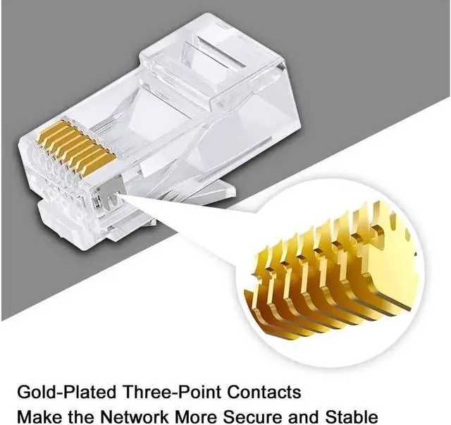 Alt view image 2 of 6 - Cat6 Connector Cat6 RJ45 Ends 50-Pack Cat6 / Cat5e / Cat5 RJ45 Connector Ethernet Cable Crimp Connectors UTP Network Plug for Solid Wire and Standard Cable (Transparent)