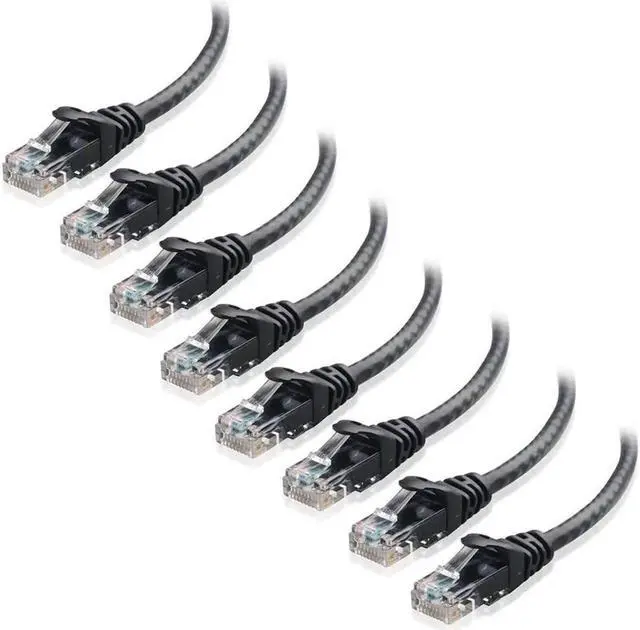 Main image of 8-Pack Snagless Short Cat5e Ethernet Cable 1 ft (Cat5e Cable Cat 5e Cable) in Black