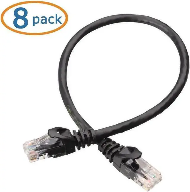 Alt view image 2 of 3 - 8-Pack Snagless Short Cat5e Ethernet Cable 1 ft (Cat5e Cable Cat 5e Cable) in Black