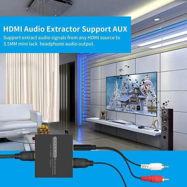 Alt view image 6 of 7 - HDMI Audio Extractor 4K with 3.5mm AUX Stereo and L/R RCA Out Converter Adapter Splitter Support 4K 1080P 3D Compatable for PS3 Xbox Fire Stick