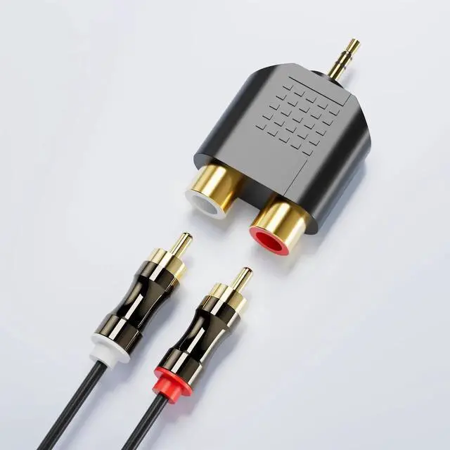 Alt view image 6 of 7 - 3.5MM to RCA Splitter Adapter, Gold Plated 3.5 mm TRS to Dual RCA Female Jack Y Plug Audio Converter - 4 Pack