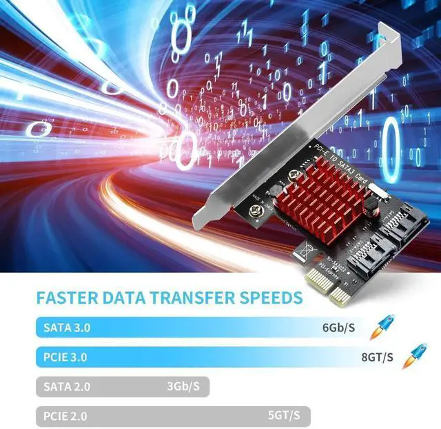 Alt view image 4 of 7 - PCIE SATA Expansion Card 2 Port PCIE to SATA Card 6Gbps SATA 3.0 Controller PCI Express X1 Expansion Card with Low Profile Bracket for Desktop PC Support SSD HDD