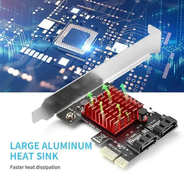 Alt view image 6 of 7 - PCIE SATA Expansion Card 2 Port PCIE to SATA Card 6Gbps SATA 3.0 Controller PCI Express X1 Expansion Card with Low Profile Bracket for Desktop PC Support SSD HDD