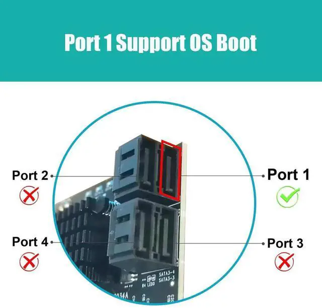 Alt view image 4 of 7 - SA3034-C 4-Port PCIe X1 SATA Expansion Card with SATA and Power Cables, Compatible with Windows,Linux,Mac OS,NAS