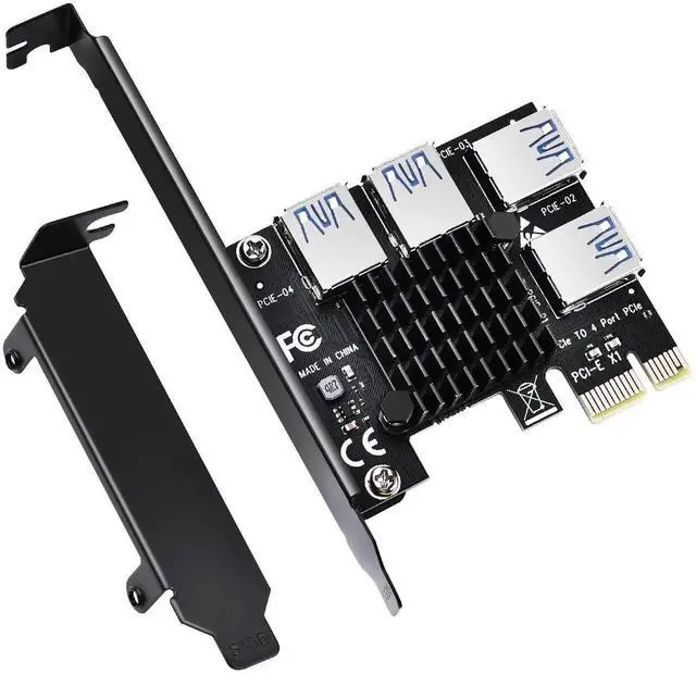 Main image of PCIE 1 to 4 Ports PCI Express 16X Slots Riser Card USB 3.0 PCI-E Adapter Board Multiplier Port GPU Extender Miner Riser Card for BTC Bitcoin Miner Mining