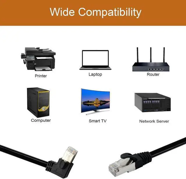 Alt view image 5 of 7 - Cat6 Ethernet Cable 1.5 ft,90 Degree RJ45 Male to RJ45 Male Internet Extension Cable for PC, Router, Modem, Printer, Xbox, PS4(Angle Left)