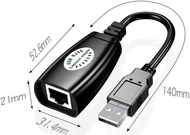 Alt view image 2 of 5 - USB 2.0 to RJ45 Adapter RJ45 LAN Cable Extension Cable USB Extender over Cat5 / Cat5e / Cat6 Cable