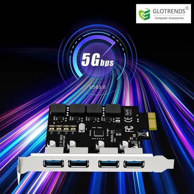 Alt view image 3 of 7 - U3044 4-Port USB 3.0 Type-A 5Gb PCIe Expansion Card for Intel, AMD, and ARM Platform, Compatible with Windows and Linux (Not Support Mac OS)