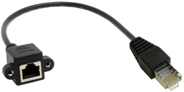 Alt view image 5 of 6 - RJ45 8P8C FTP STP UTP Cat 5e Male to Female LAN Ethernet Network Extension Cable with Panel Mount Holes 30cm