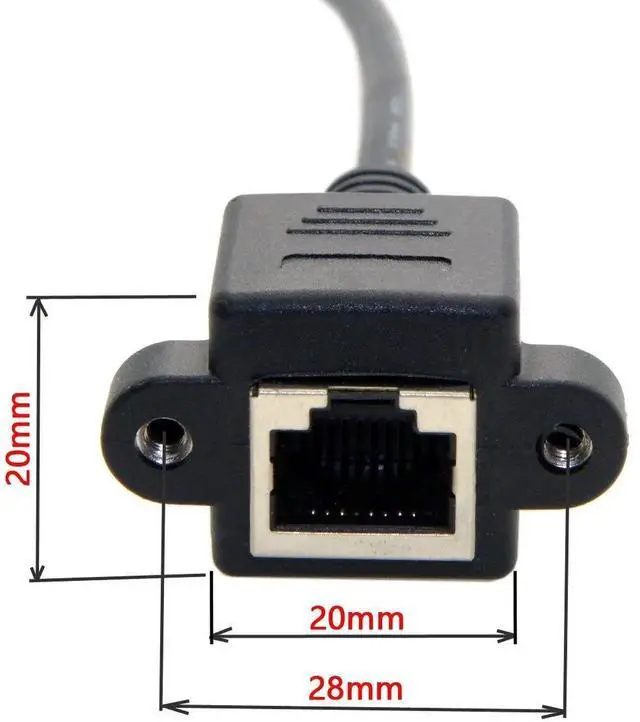 Alt view image 4 of 6 - RJ45 8P8C FTP STP UTP Cat 5e Male to Female LAN Ethernet Network Extension Cable with Panel Mount Holes 30cm