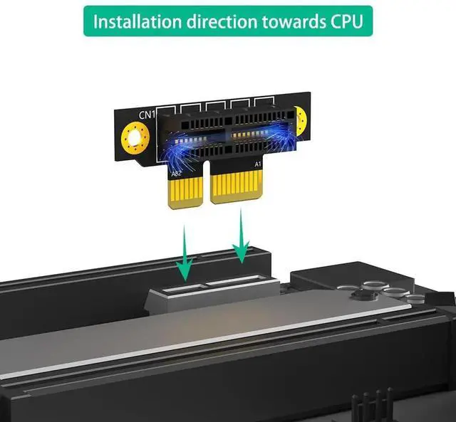 Alt view image 6 of 7 - PCI-e 1X 3.0 90 Degree Reverse Male to Female Riser Card for 1U Server (Installation Direction Towards CPU) (Height: 20cm)