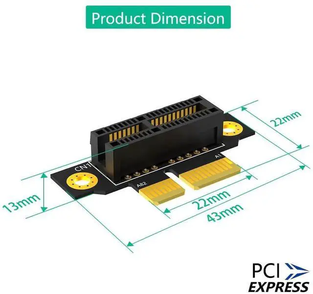 Alt view image 2 of 7 - PCI-e 1X 3.0 90 Degree Reverse Male to Female Riser Card for 1U Server (Installation Direction Towards CPU) (Height: 20cm)