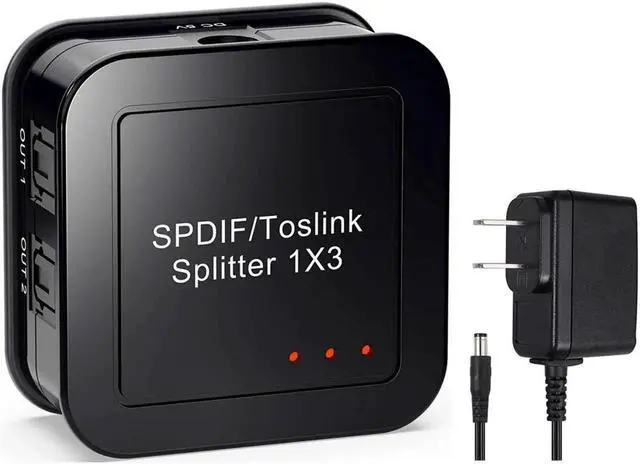 Alt view image 3 of 6 - SPDIF/Toslink Digital Optical Audio Splitter 1x3, Optical Audio 1X3 Splitter, Support Dolby Digital & DTS 5.1 for PS3, Xbox, Blue-Ray DVD, HDTV,TV Box(1 Input 3 Output)