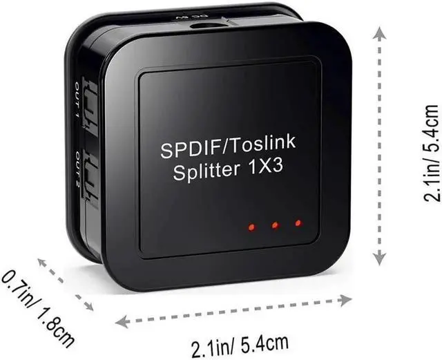 Alt view image 2 of 6 - SPDIF/Toslink Digital Optical Audio Splitter 1x3, Optical Audio 1X3 Splitter, Support Dolby Digital & DTS 5.1 for PS3, Xbox, Blue-Ray DVD, HDTV,TV Box(1 Input 3 Output)